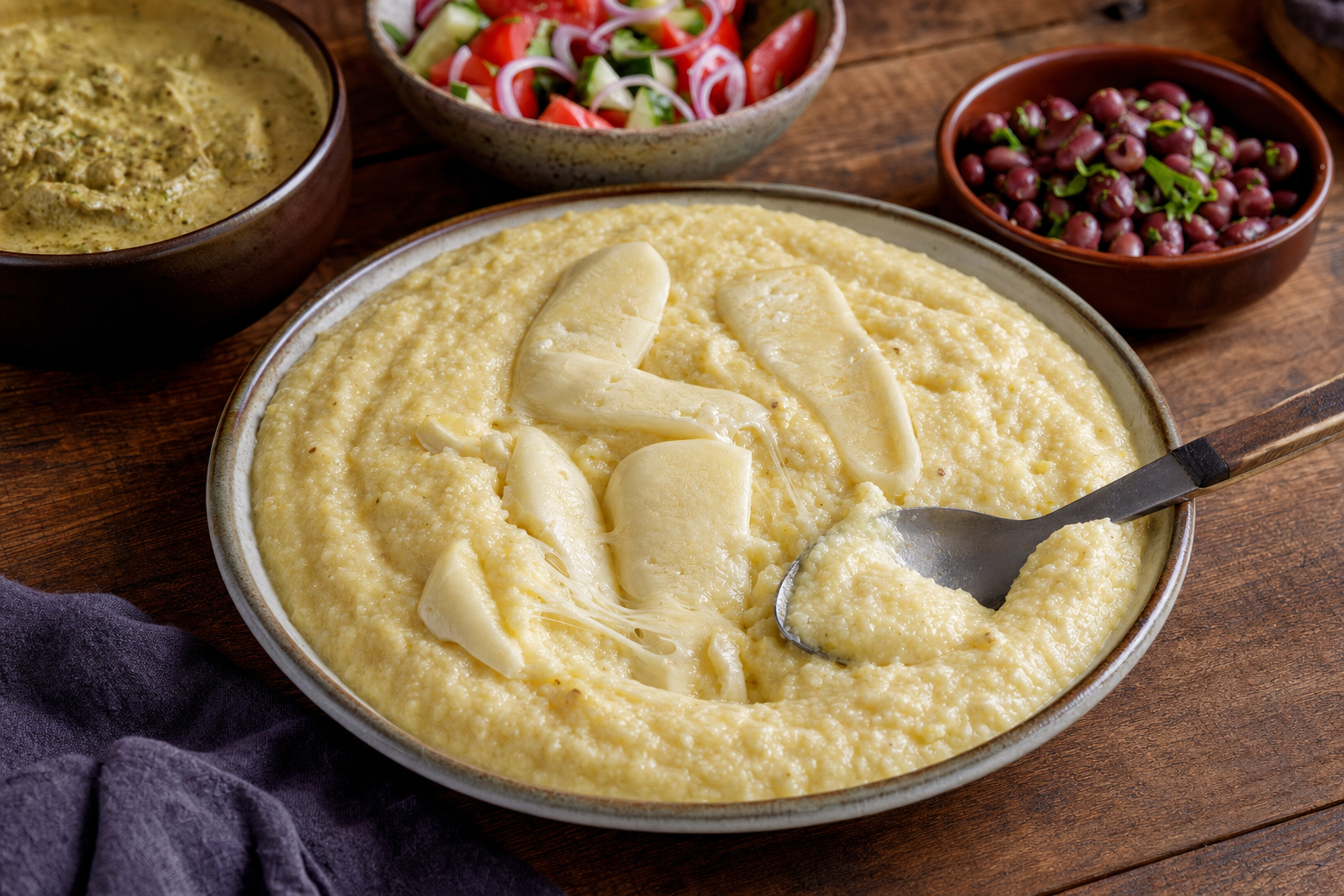 Ghomi — Mingrelian corn porridge with pockets of melting sulguni