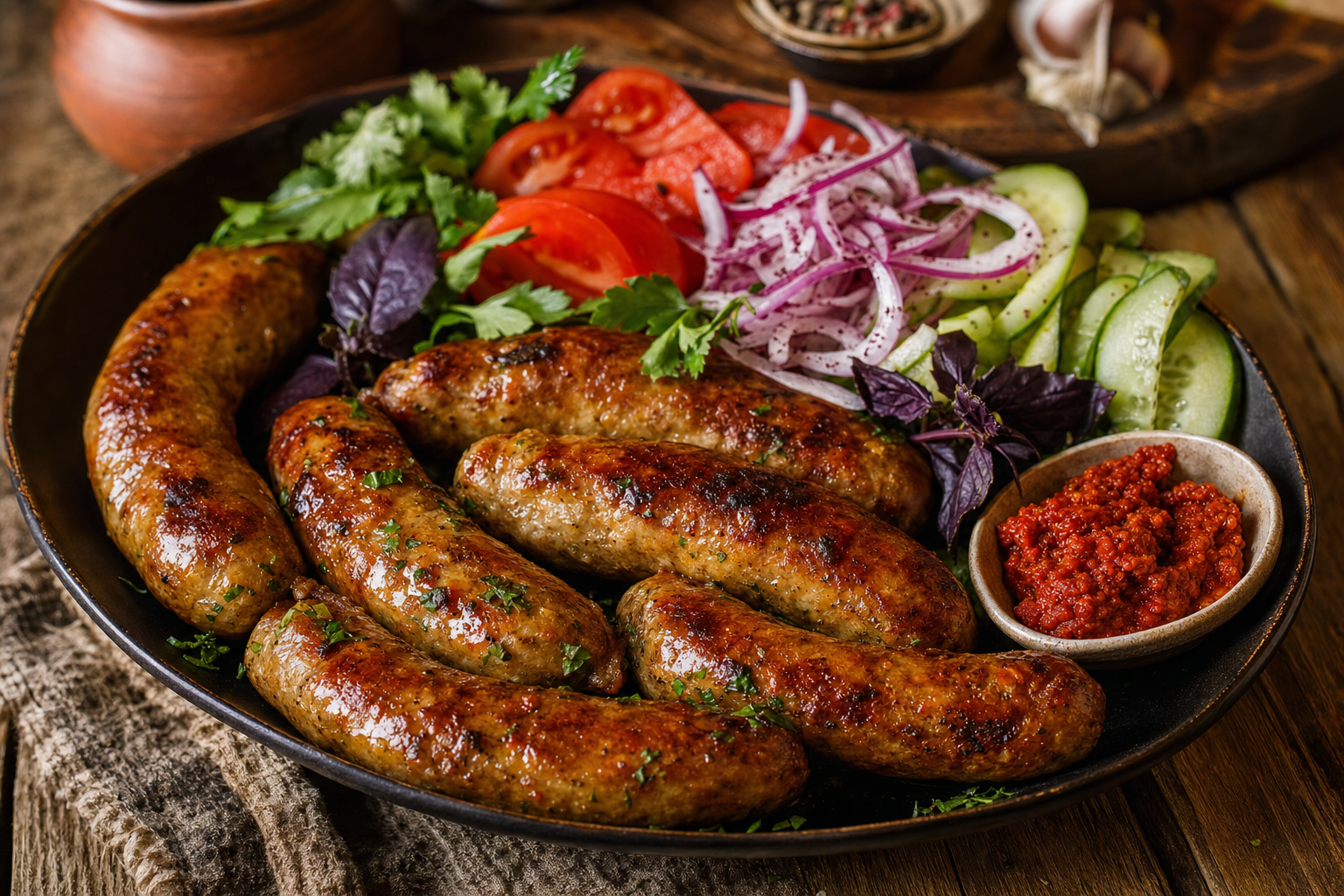 Kupati (Chicken) — Georgian grilling sausage from chicken, loud with garlic and paprika